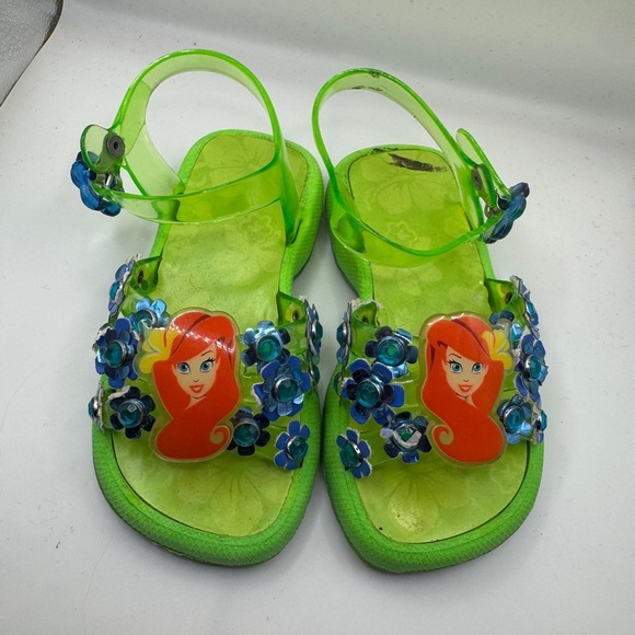 Disney Other - Disney The Little Mermaid Ariel Green Toddler 7/8 Jelly Sandals w Floral Accents